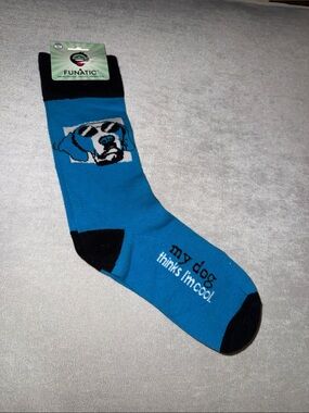 Unisex Blue Novelty Dog Crew Socks